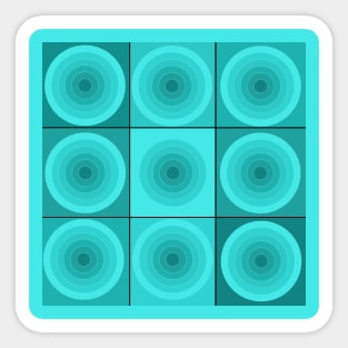 Aqua Geometric Circles and Squares Sticker